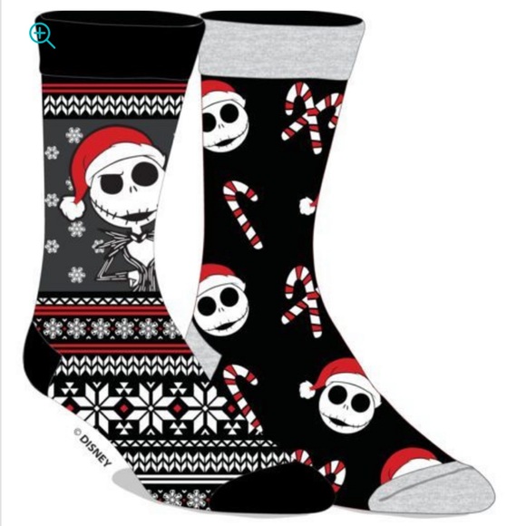 Nightmare Before Christmas 2-Pair Pack of Jack Skellington Crew Socks - Picture 1 of 9